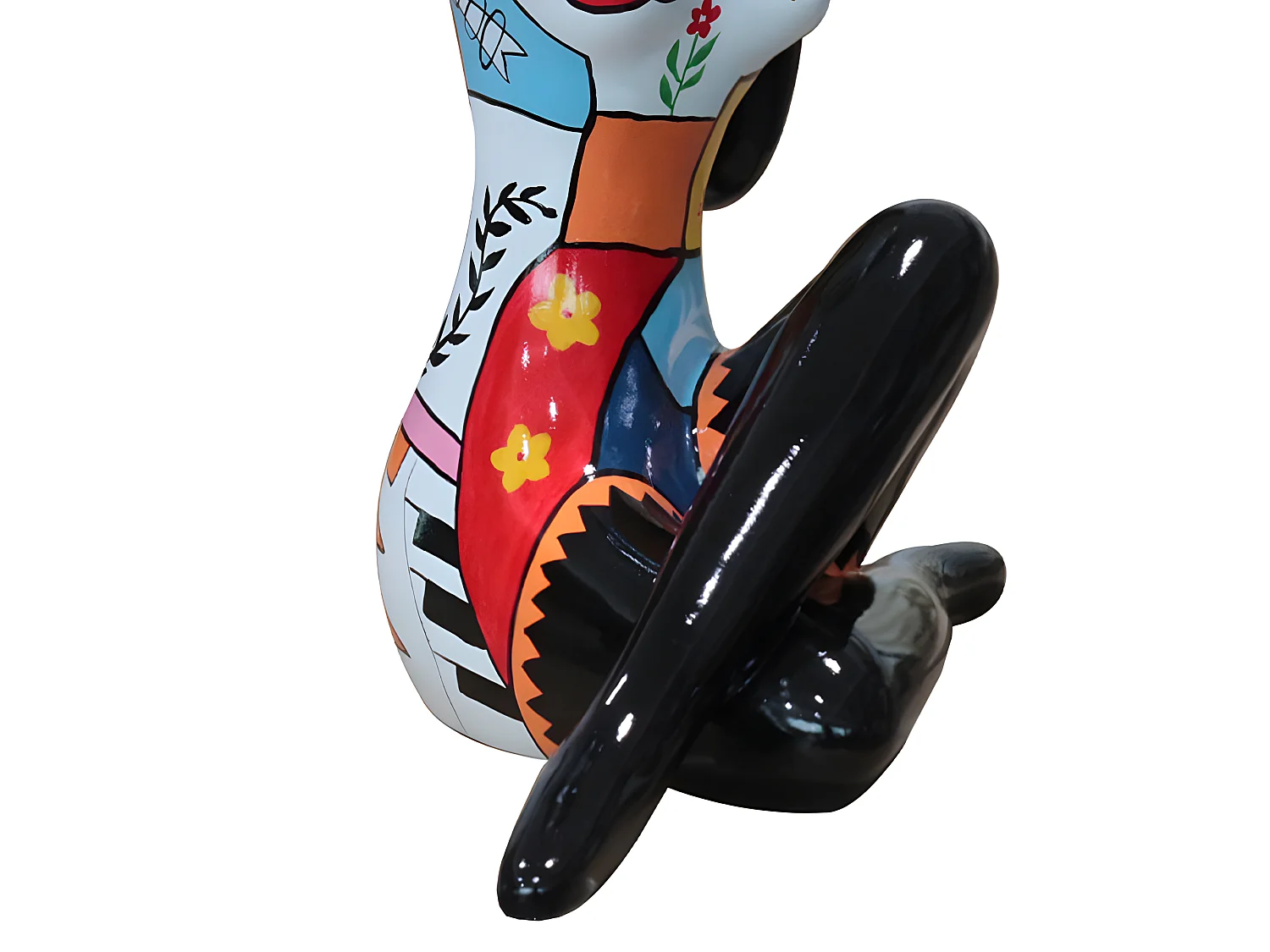 Statue femme assise avec dessins multicolores H54 cm - DAMA DRAW