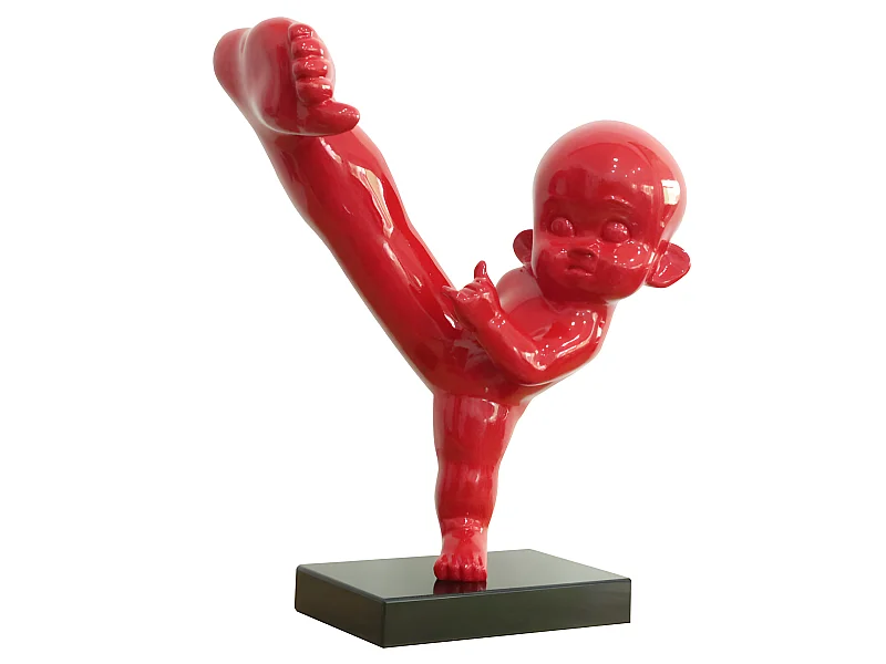 Statue bébé position de karaté en résine rouge H55 cm - JACK