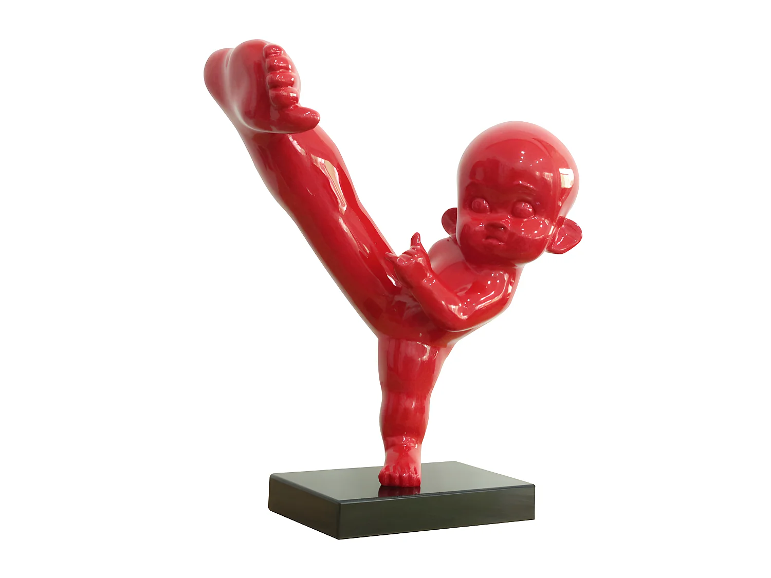 Statue bébé position de karaté en résine rouge H55 cm - JACK