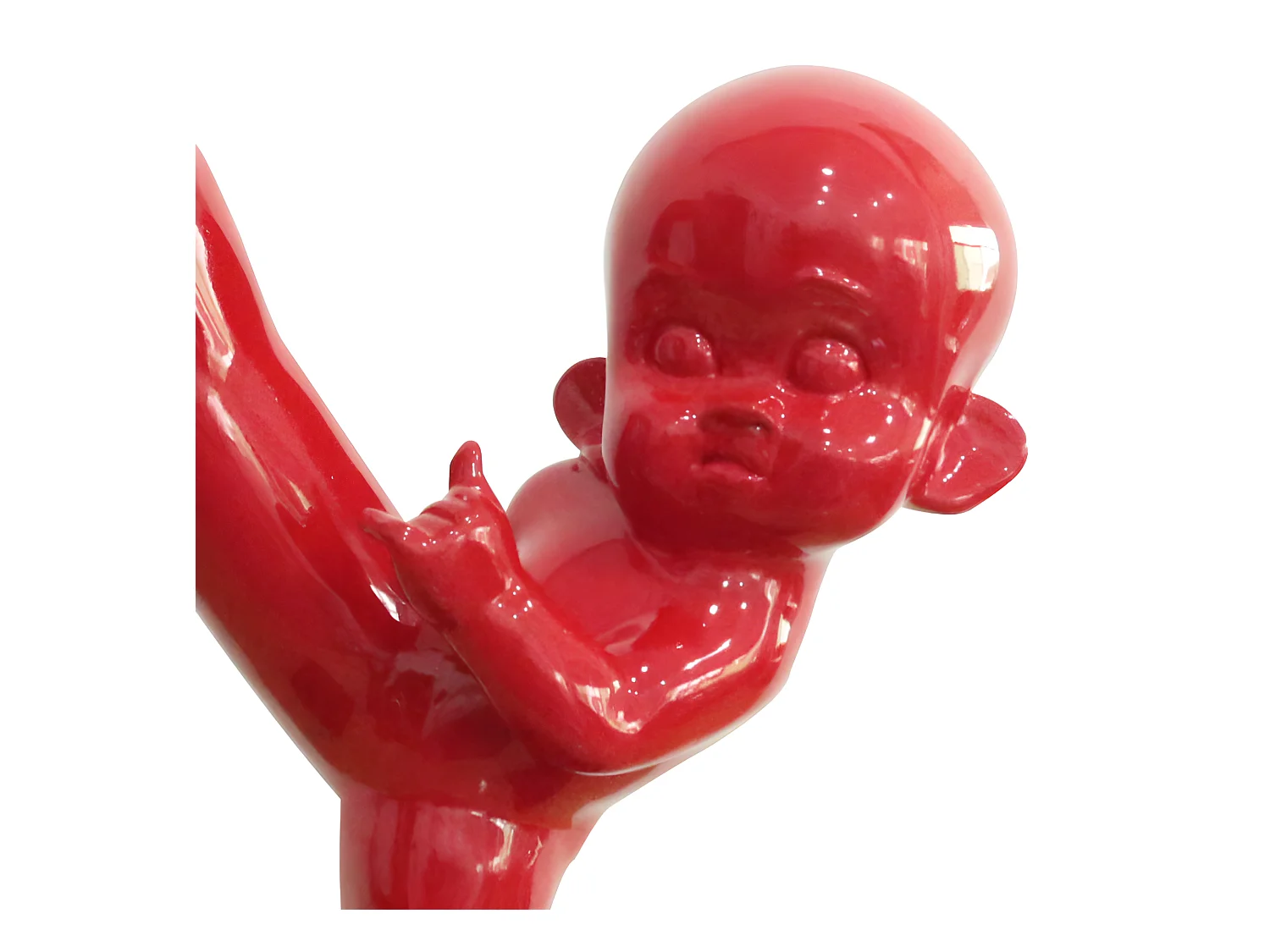 Statue bébé position de karaté en résine rouge H55 cm - JACK
