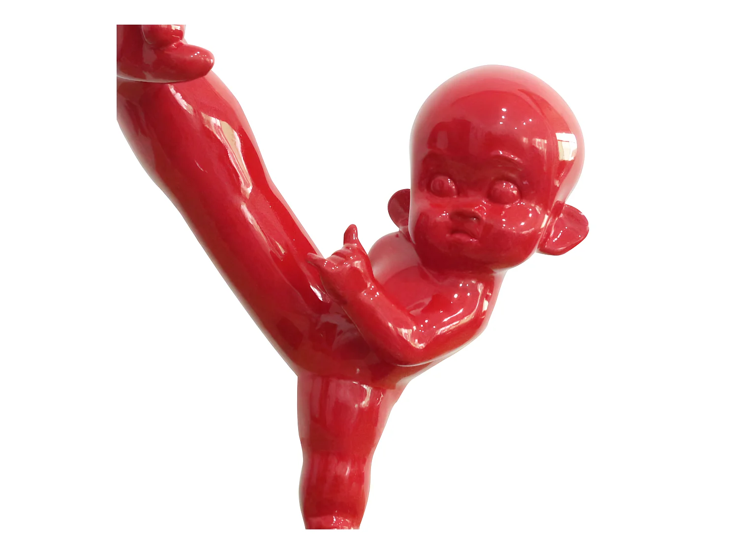 Statue bébé position de karaté en résine rouge H55 cm - JACK