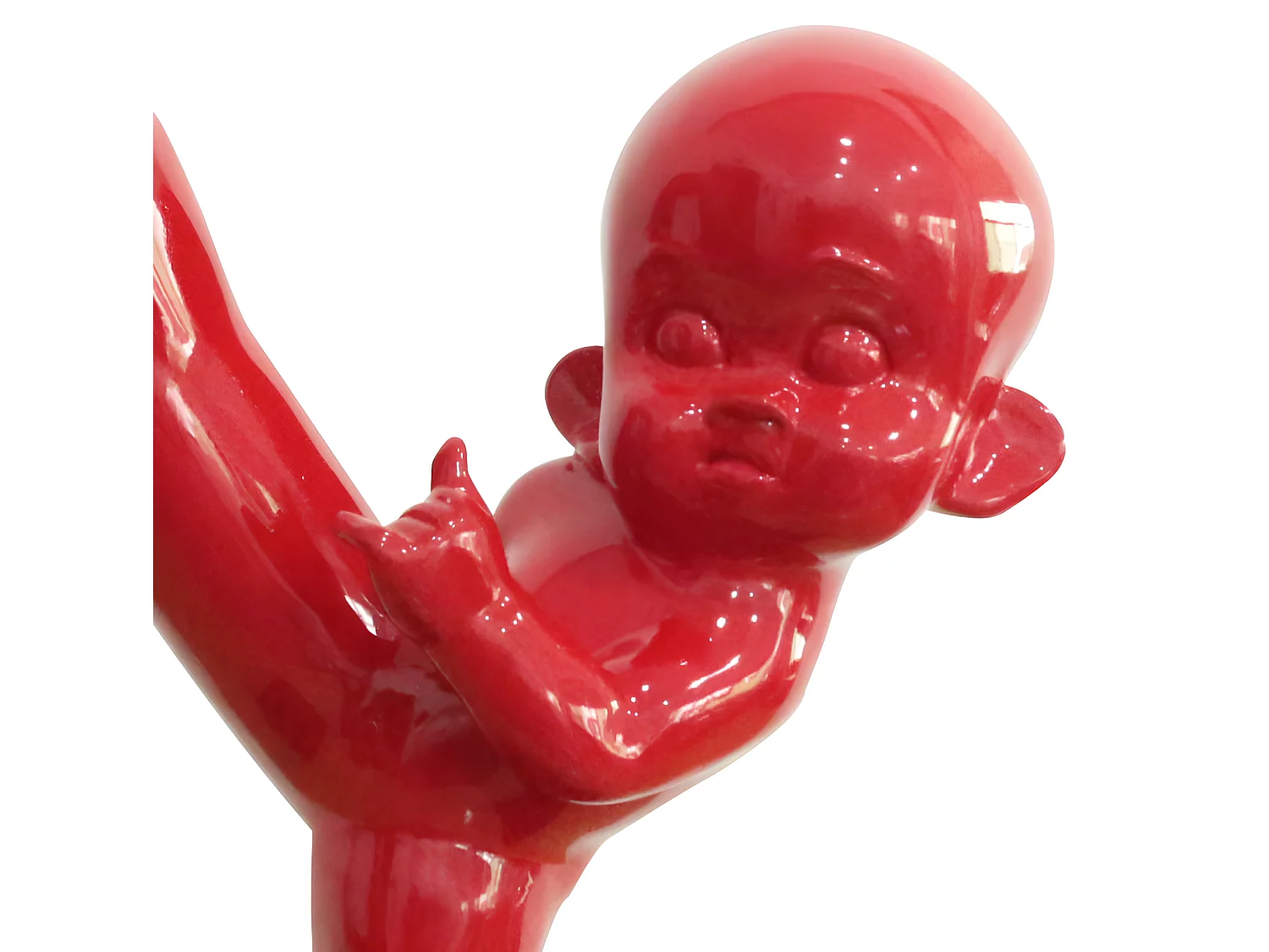 Statue bébé position de karaté en résine rouge H55 cm - JACK