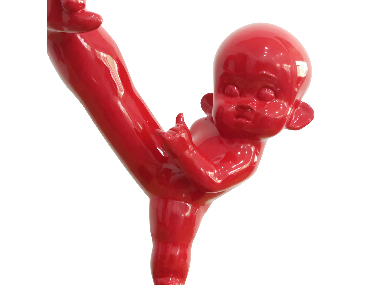 Statue bébé position de karaté en résine rouge H55 cm - JACK