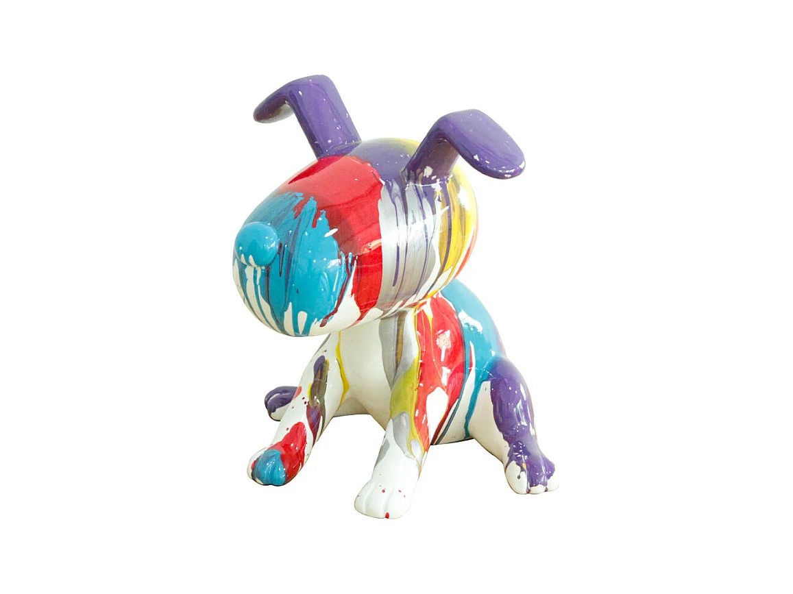 Statue chien assis avec coulures multicolores H25 cm - SNOOP DRIPS