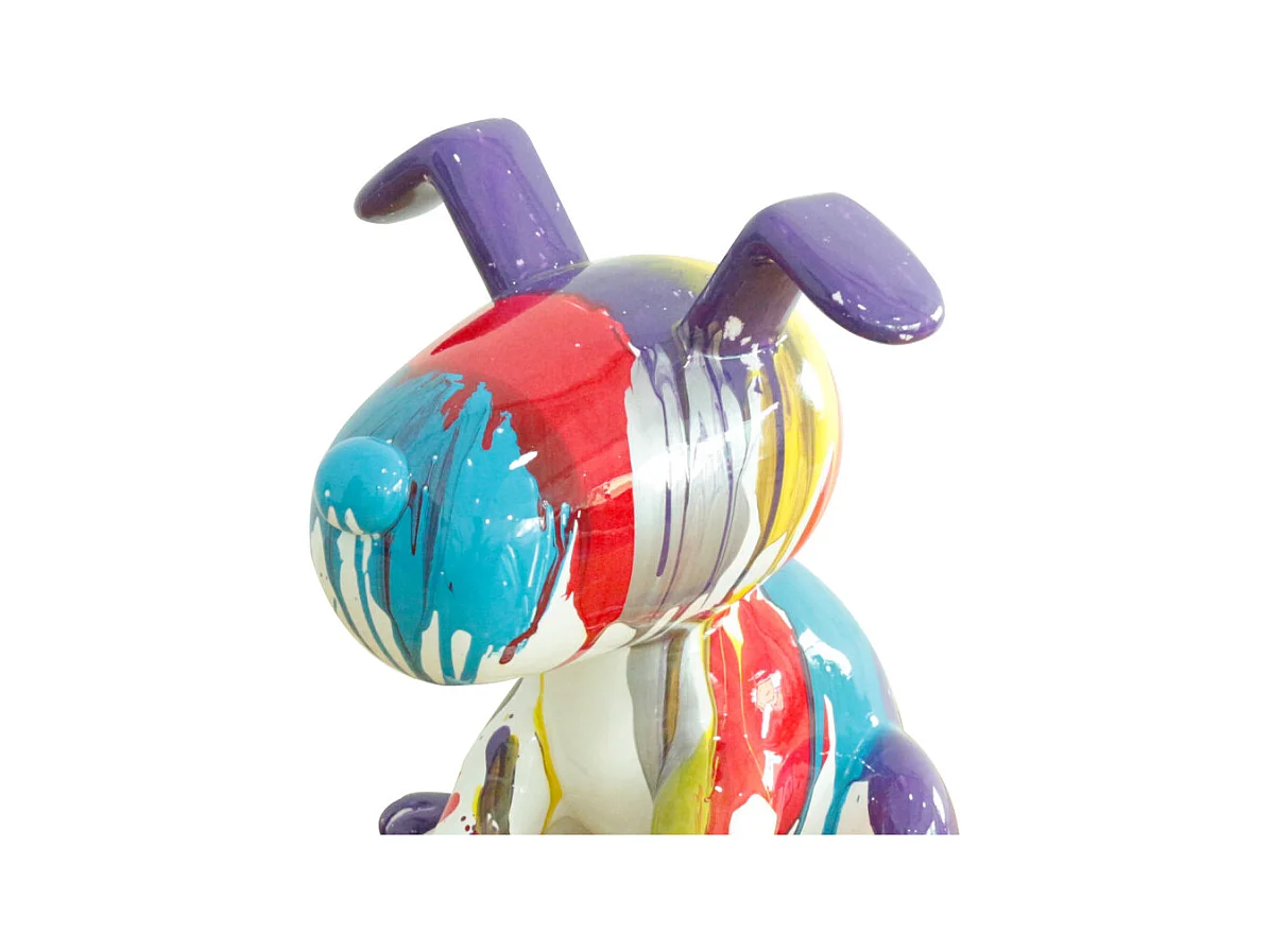 Statue chien assis avec coulures multicolores H25 cm - SNOOP DRIPS