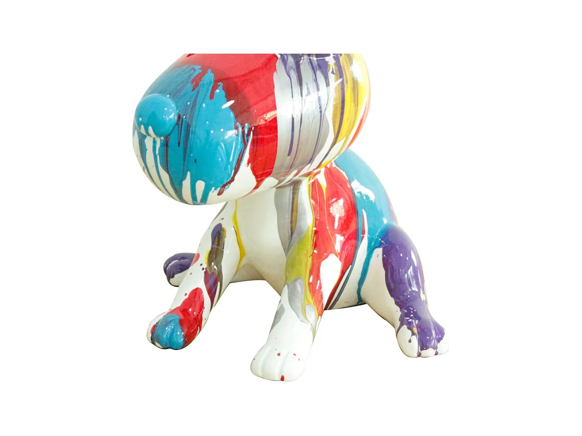 Statue chien assis avec coulures multicolores H25 cm - SNOOP DRIPS