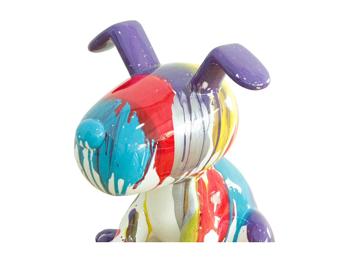 Statue chien assis avec coulures multicolores H25 cm - SNOOP DRIPS