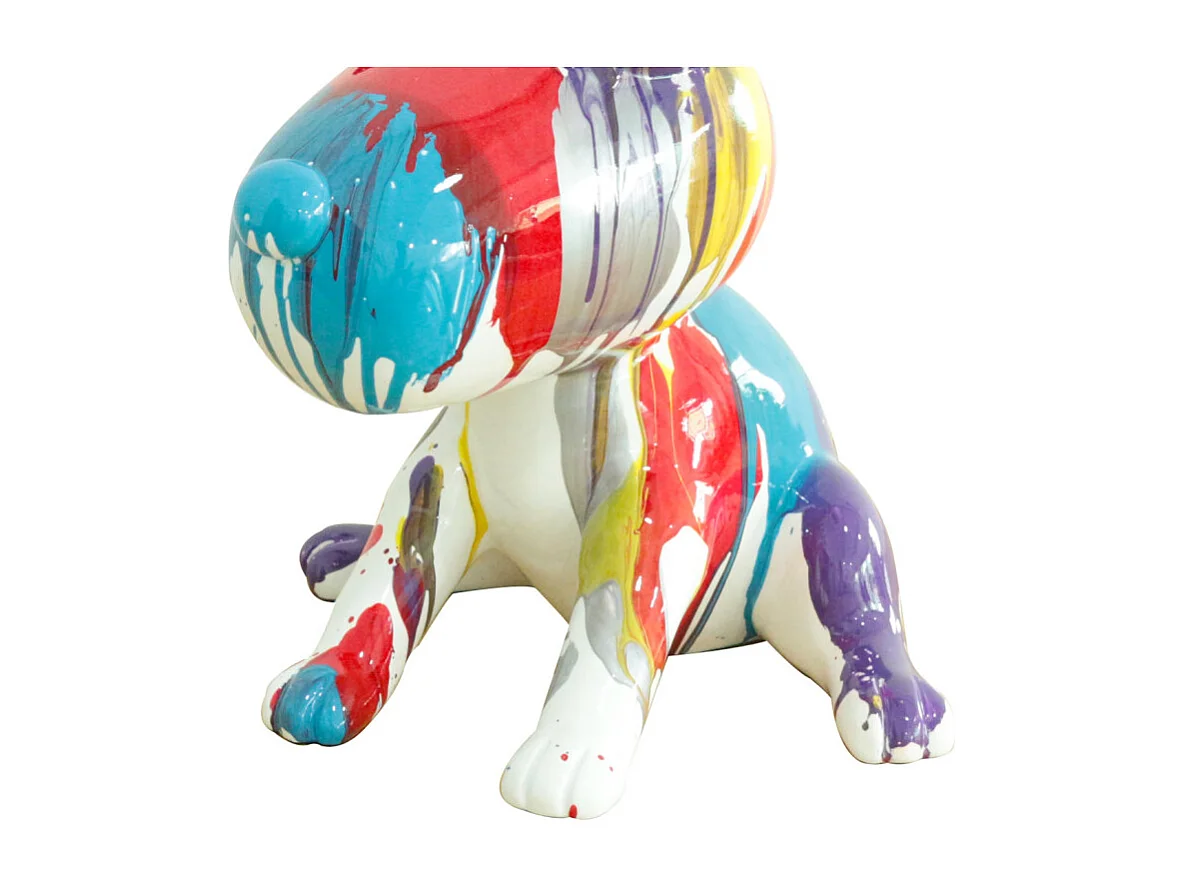 Statue chien assis avec coulures multicolores H25 cm - SNOOP DRIPS