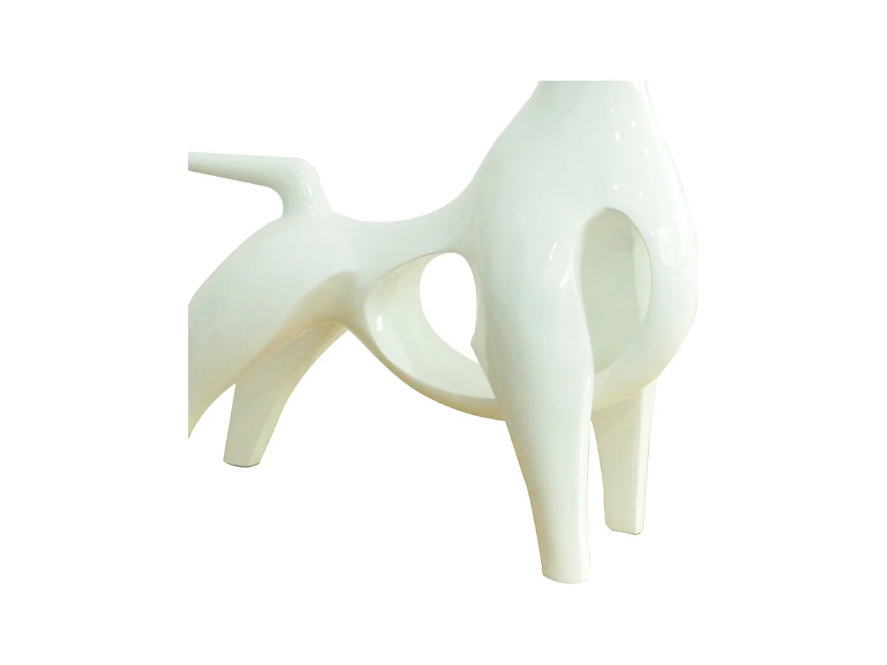 Statue taureau minimaliste en résine blanche laquée H50 cm - VALIENTE