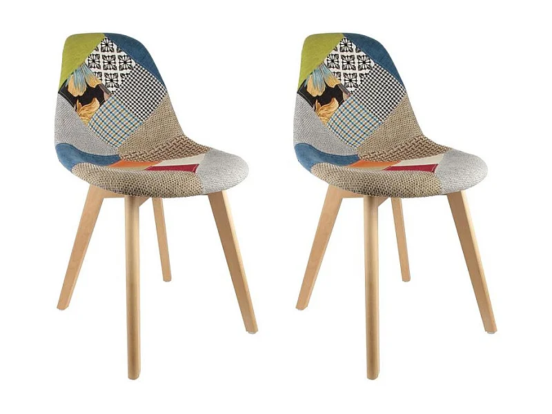 Lot de 2 Chaises Patchwork "Hygla" 87cm Multicolore