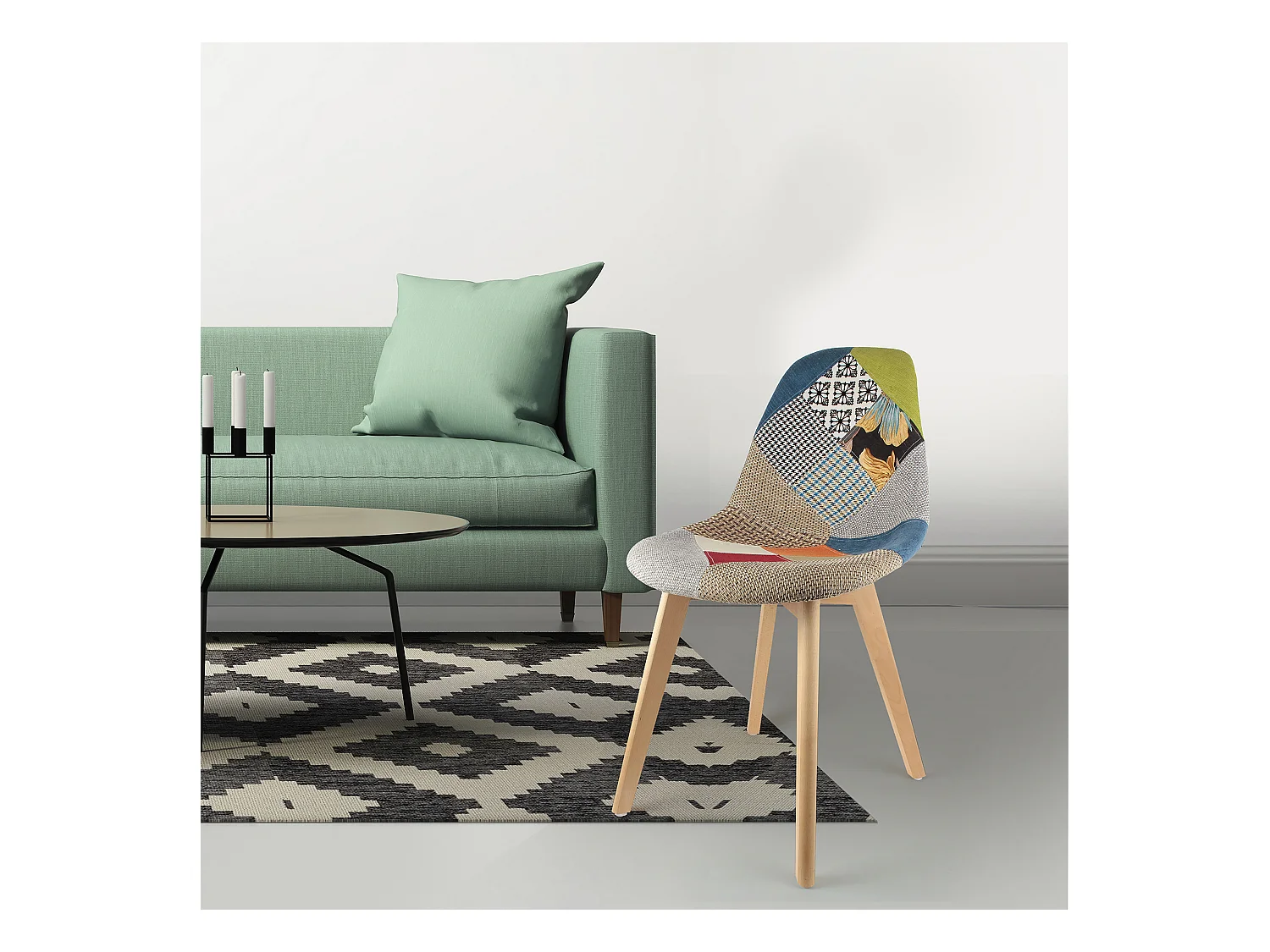 Lot de 2 Chaises Patchwork "Hygla" 87cm Multicolore