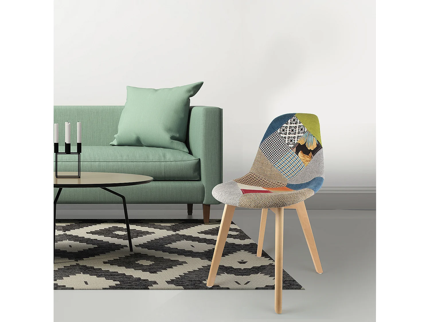 Lot de 2 Chaises Patchwork "Hygla" 87cm Multicolore