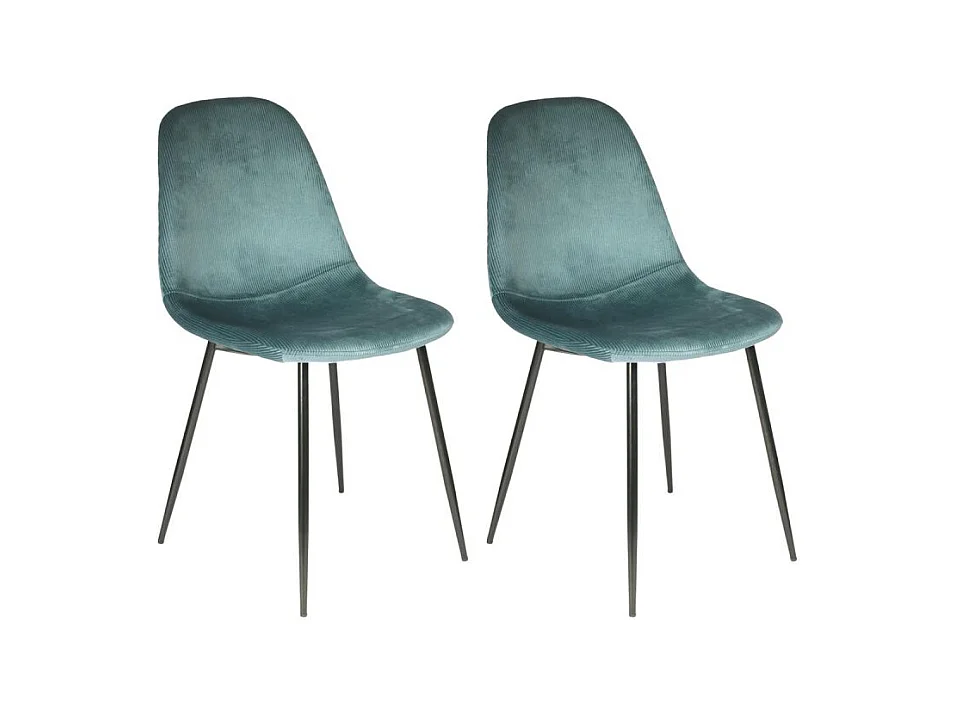 Lot de 2 Chaises Velours "Giulia" 85cm Bleu Canard