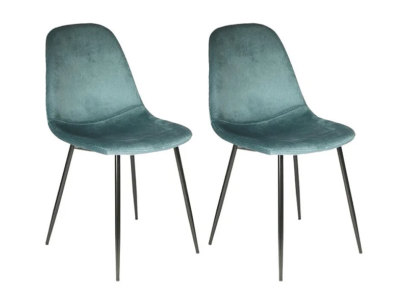 Lot de 2 Chaises Velours "Giulia" 85cm Bleu Canard