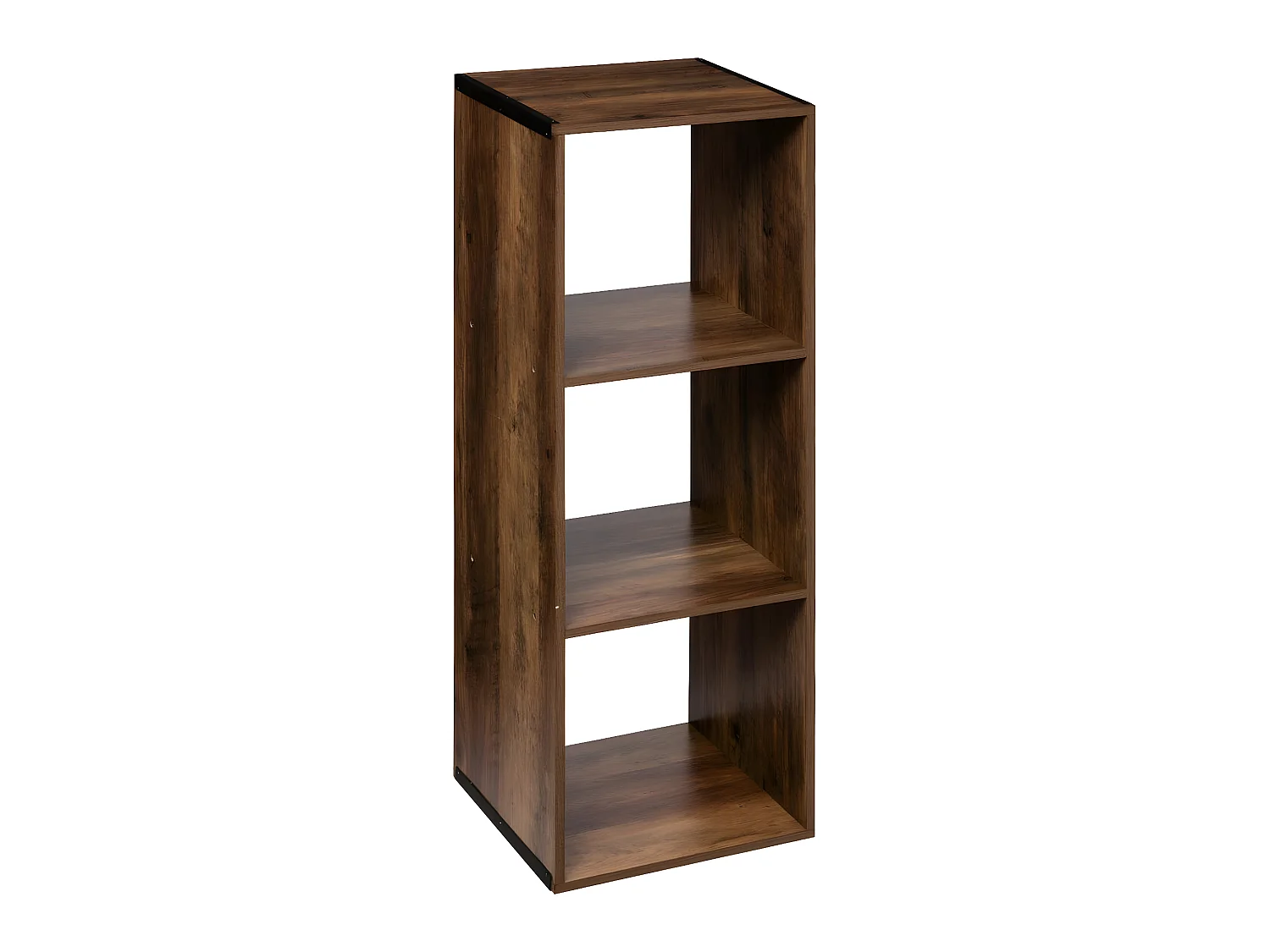 Meuble Étagère 3 cases de rangement effet bois foncé style Industriel H 100.5 cm