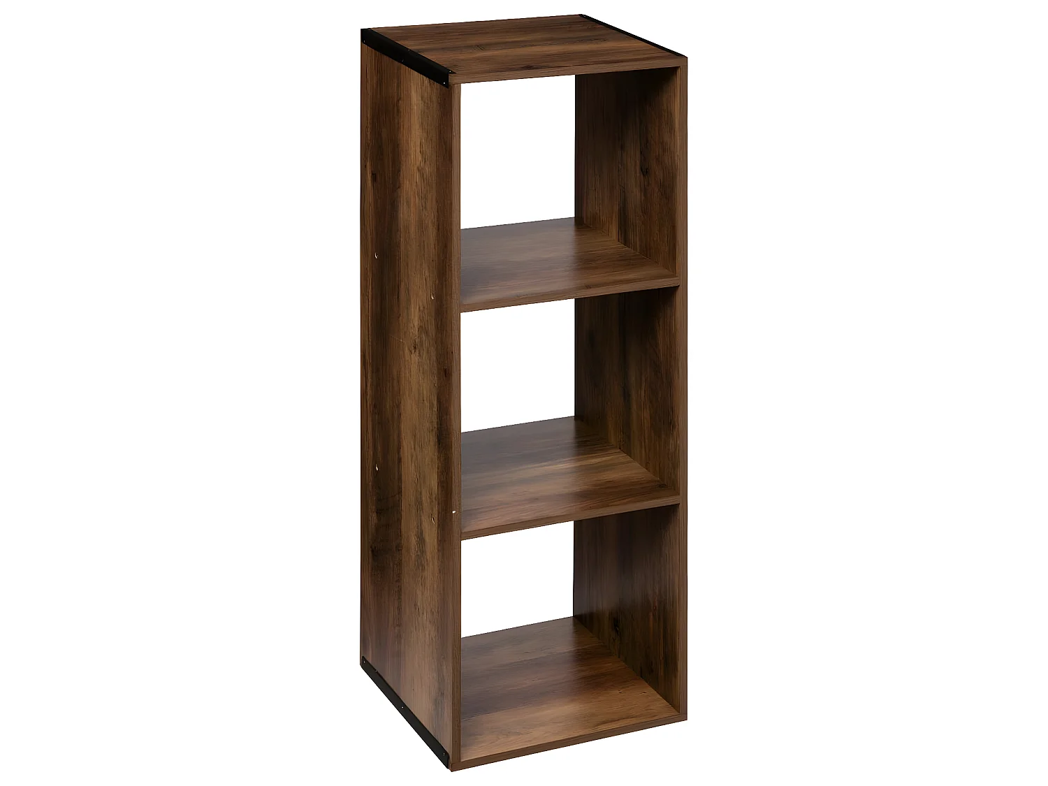 Meuble Étagère 3 cases de rangement effet bois foncé style Industriel H 100.5 cm