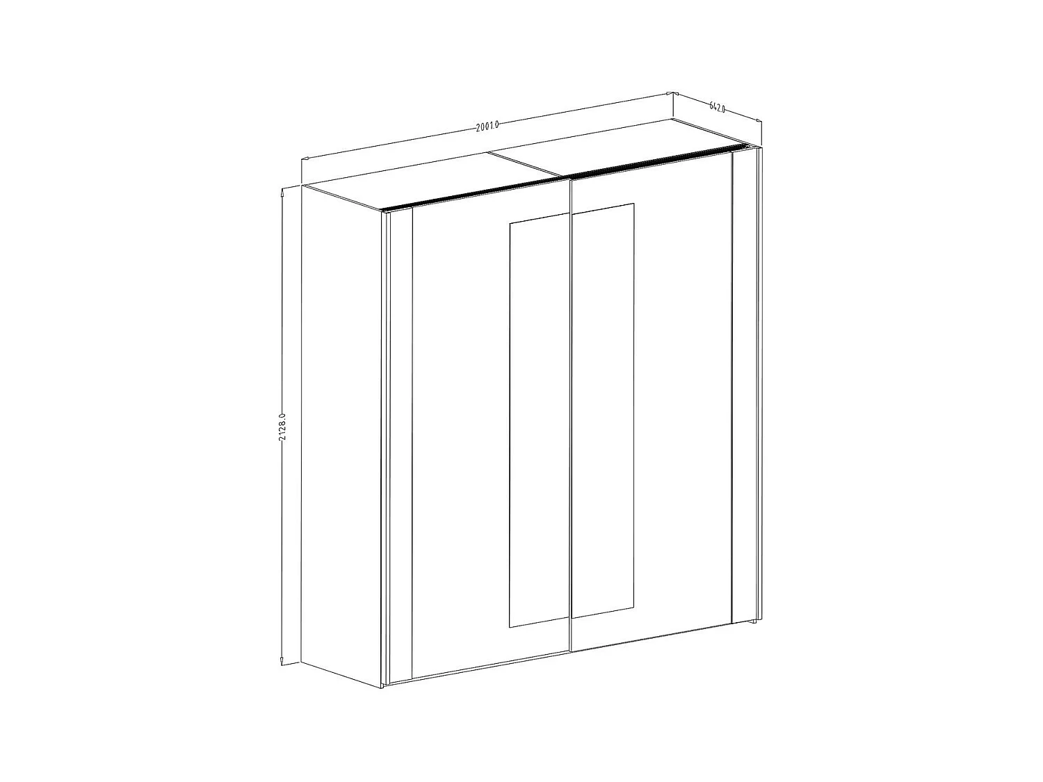 Kleiderschrank 200cm. 2 Schiebetüren mit Spiegeln in hell Eichenfarbe und Schwarz. Kollektion FOX