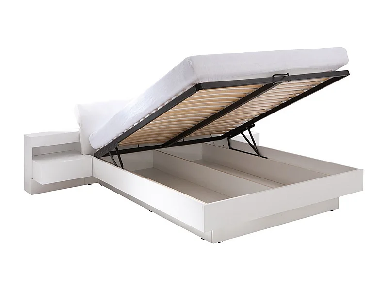 Bett mit Bettkasten 160x200 RENATO mit Lattenrost, Farbe Weiß