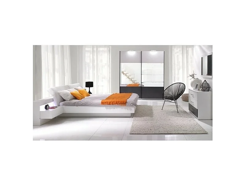 Lit coffre 160x200 RENATO avec sommier coloris blanc