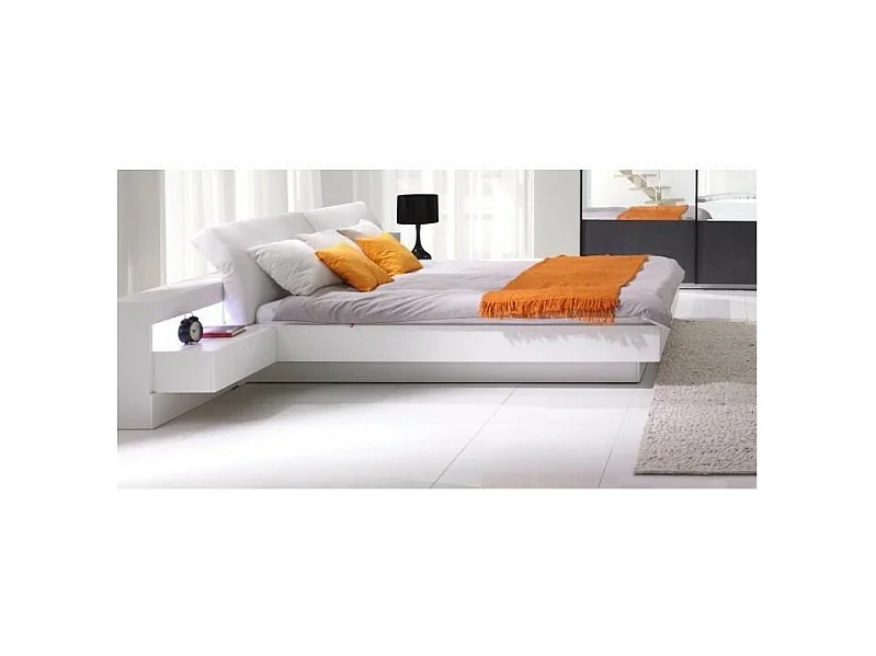 Lit coffre 160x200 RENATO avec sommier coloris blanc