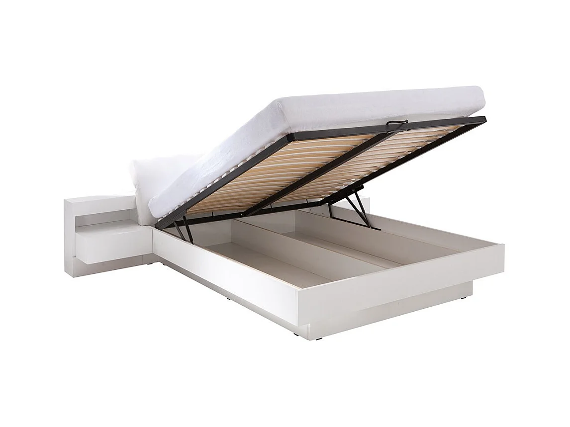 Opbergbed 160x200 RENATO inclusief lattenbodem, wit gekleurd