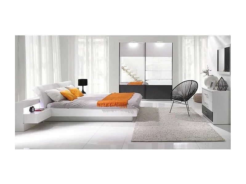 Letto contenitore 160x200 RENATO con doghe colore bianco