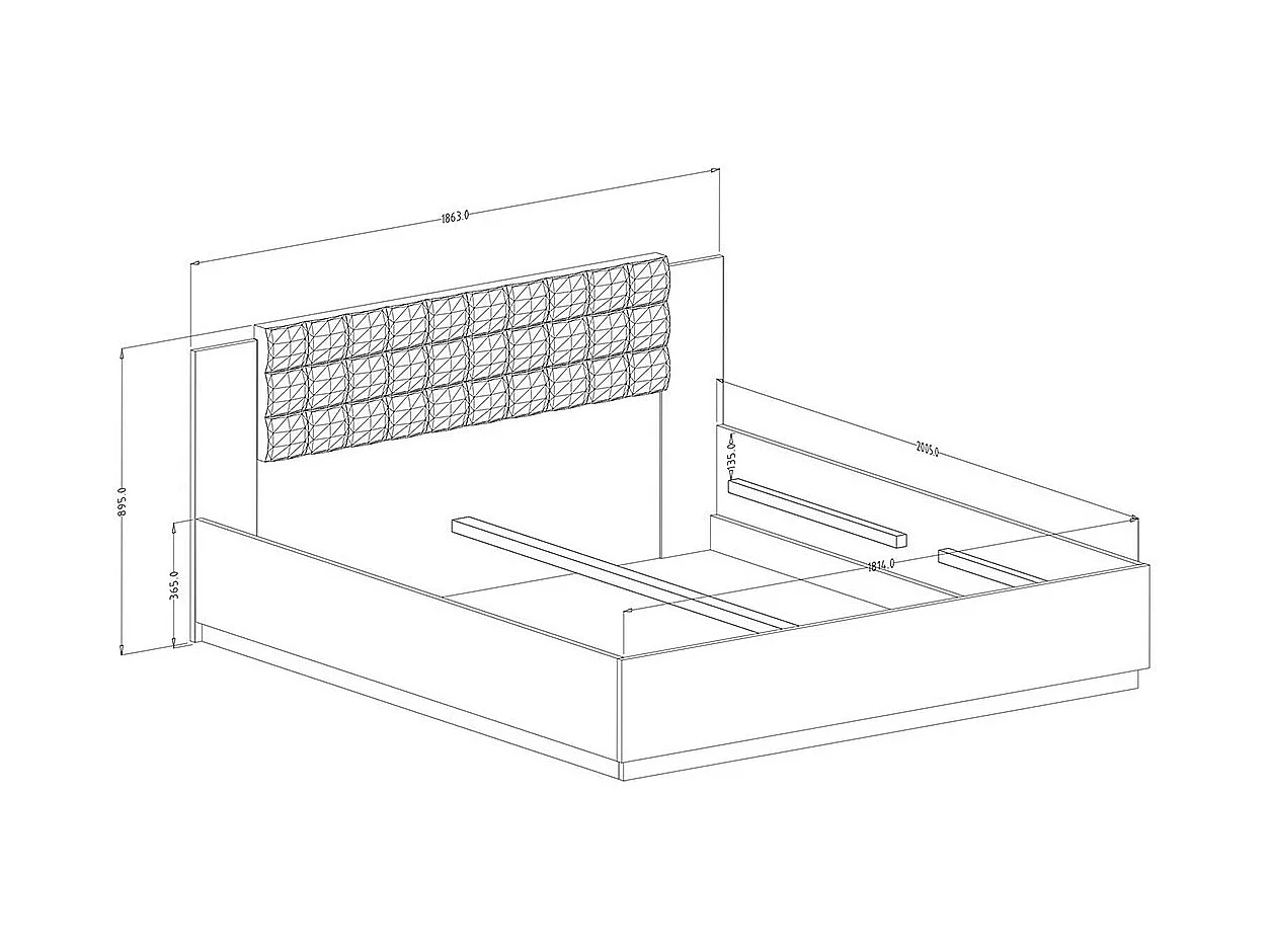 Lit coffre 180x200 – Chêne foncé et noir – Collection FOX – Sommier inclus