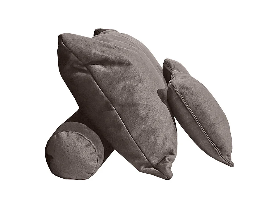 Set 6 coussins décoratifs pour lit velours taupe 3 tailles - BRANDON