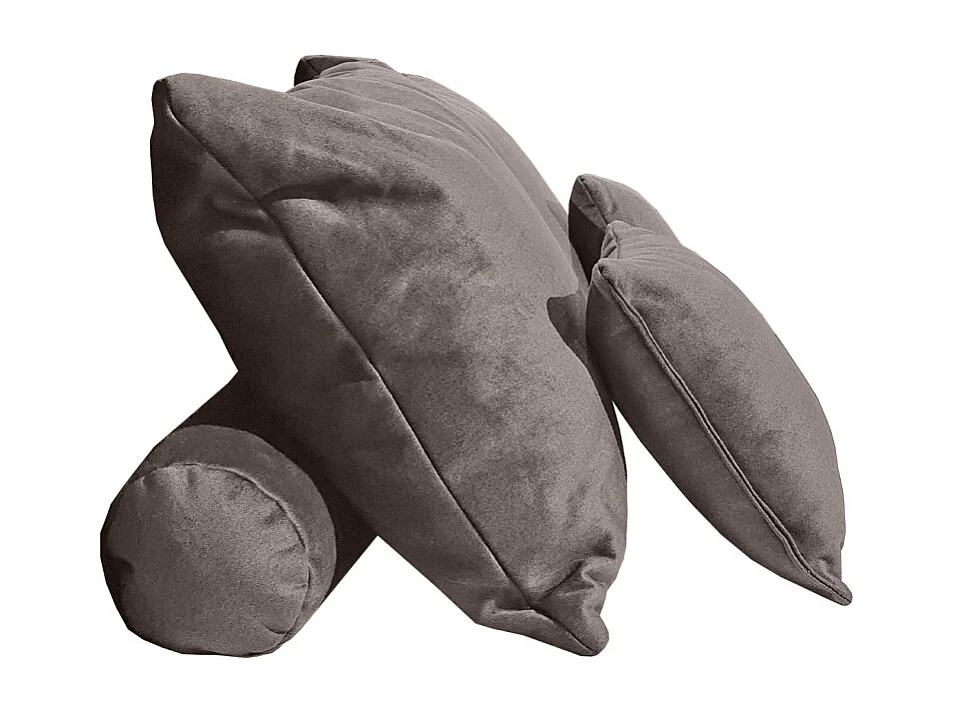 Set 6 coussins décoratifs pour lit velours taupe 3 tailles - BRANDON