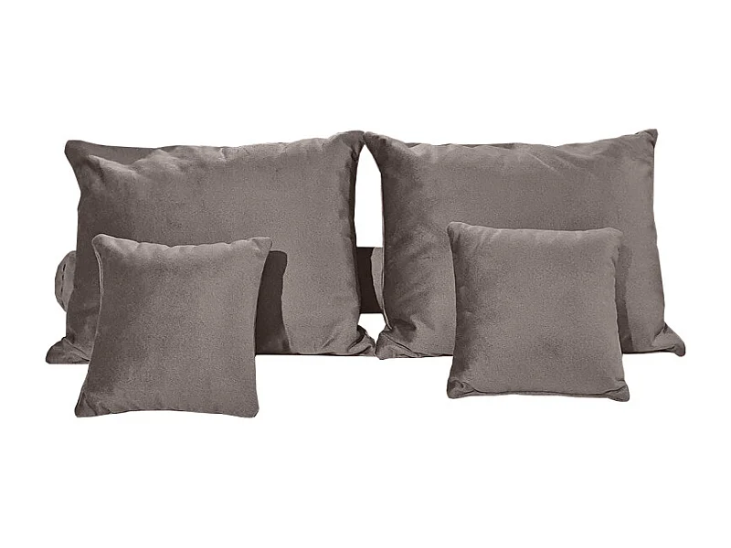 Set 6 coussins décoratifs pour lit velours taupe 3 tailles - BRANDON