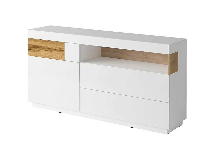 Buffet collection KILES 170cm, LED intégré. Coloris blanc et chêne. Style design