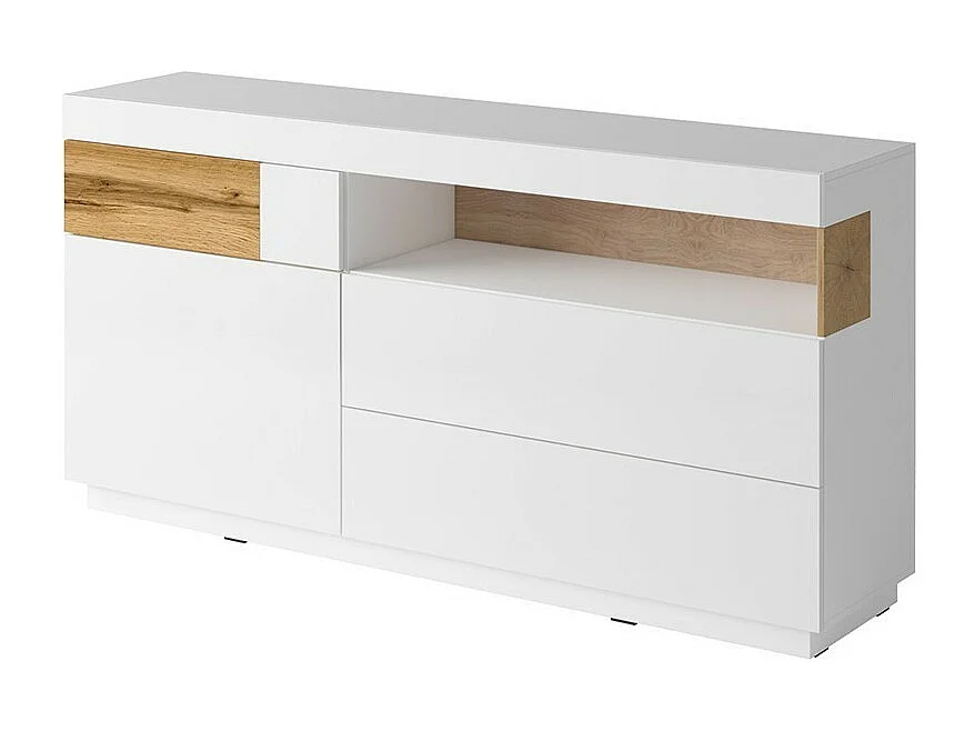 Buffet collection KILES 170cm, LED intégré. Coloris blanc et chêne. Style design