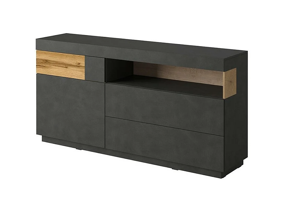 Buffet collection KILES 170cm, LED intégré. Coloris gris anthracite et chêne. Style design