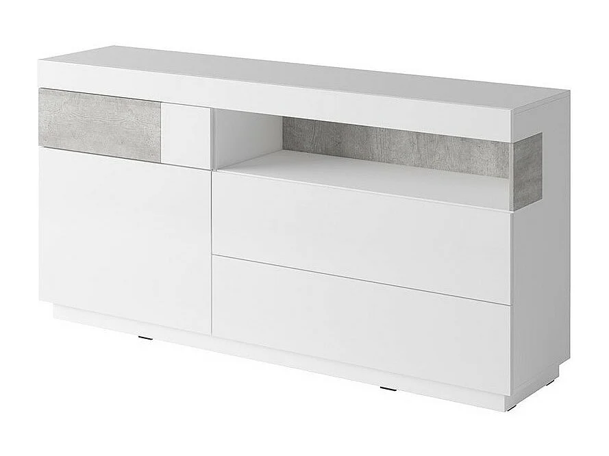 Buffet collectie KILES 170cm, ingebouwde LED. Kleur wit en grijs. Design stijl.