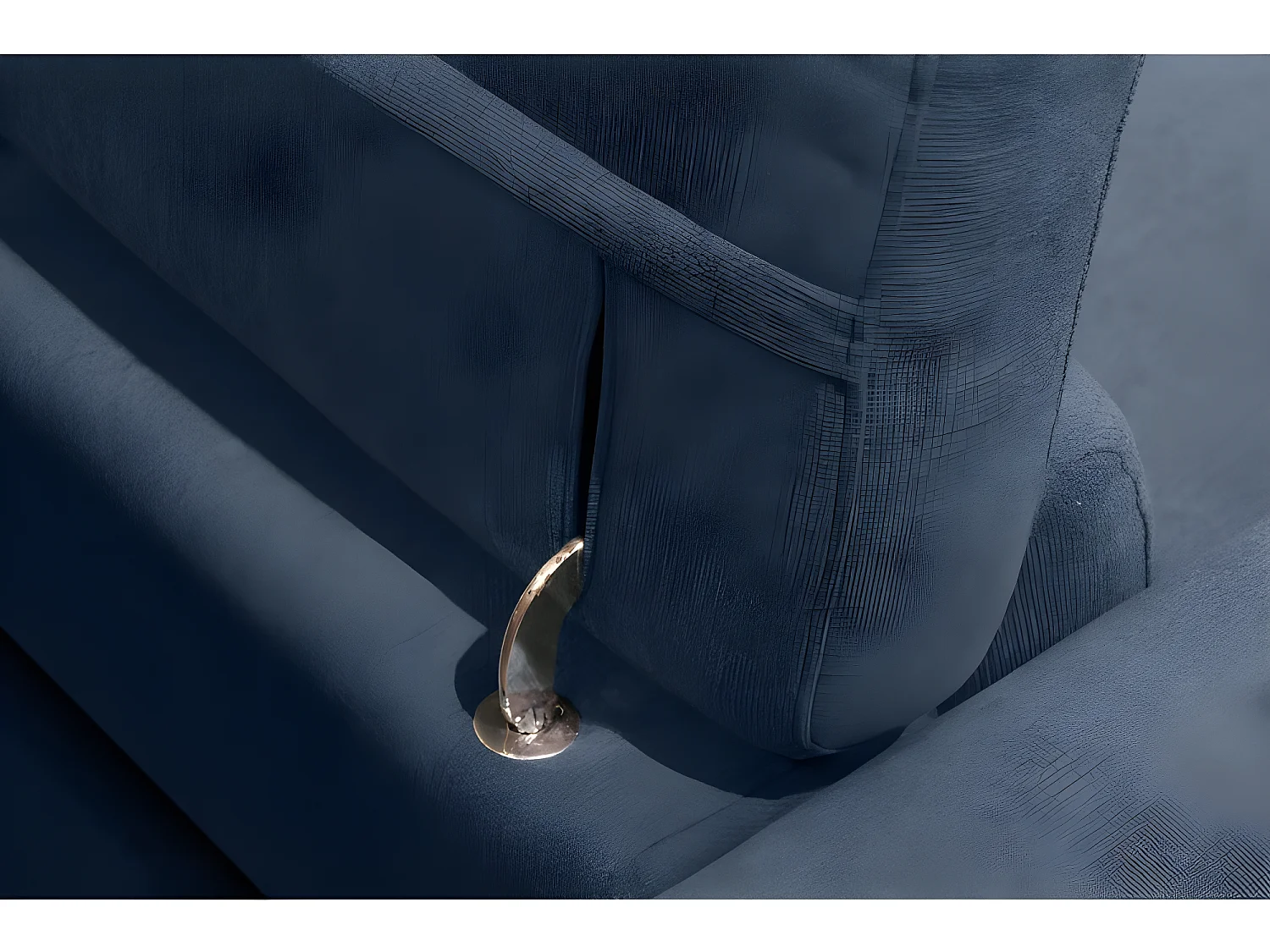 Canapé relaxation 2 places en tissu bleu et pieds bois - POLO