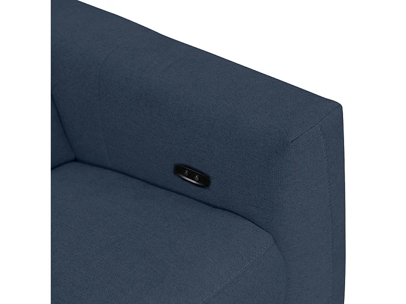 Canapé relaxation motorisé 2.5 places en tissu bleu pieds bois - POLO
