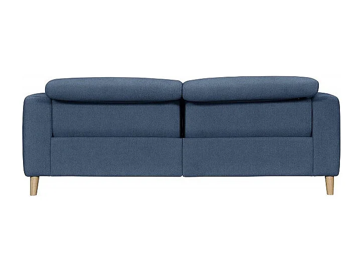 Canapé relaxation motorisé 2.5 places en tissu bleu pieds bois - POLO