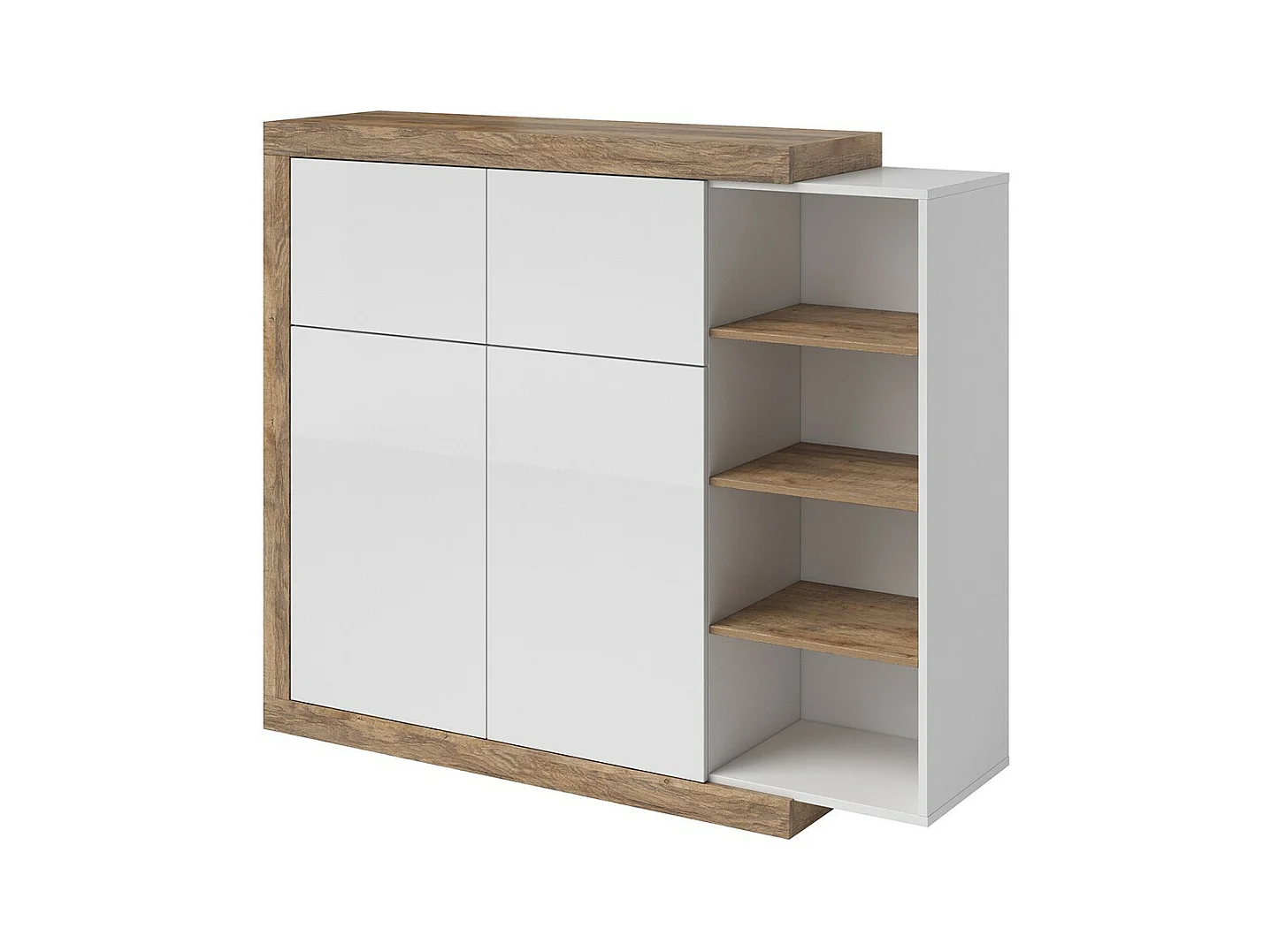 Vitrine petit modèle SINATRA – Chêne et blanc brillant