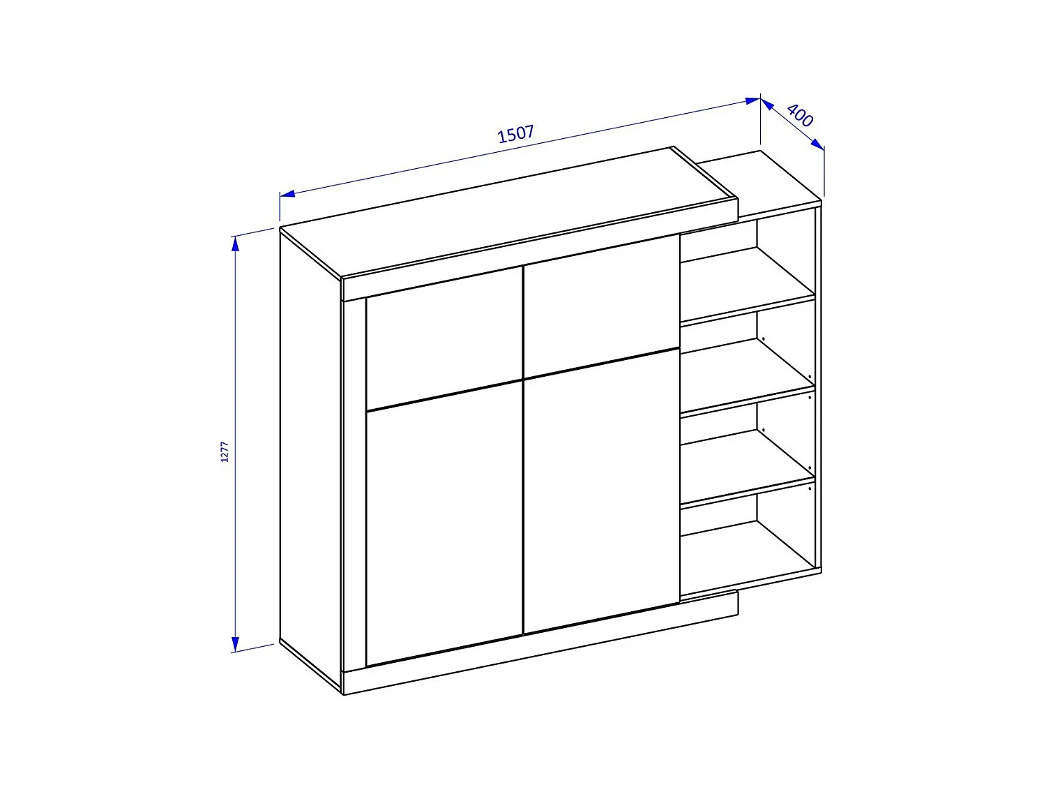 Vitrine petit modèle SINATRA – Chêne et blanc brillant