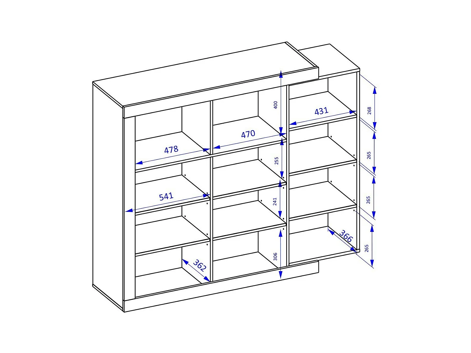 Vitrine petit modèle SINATRA – Chêne et blanc brillant