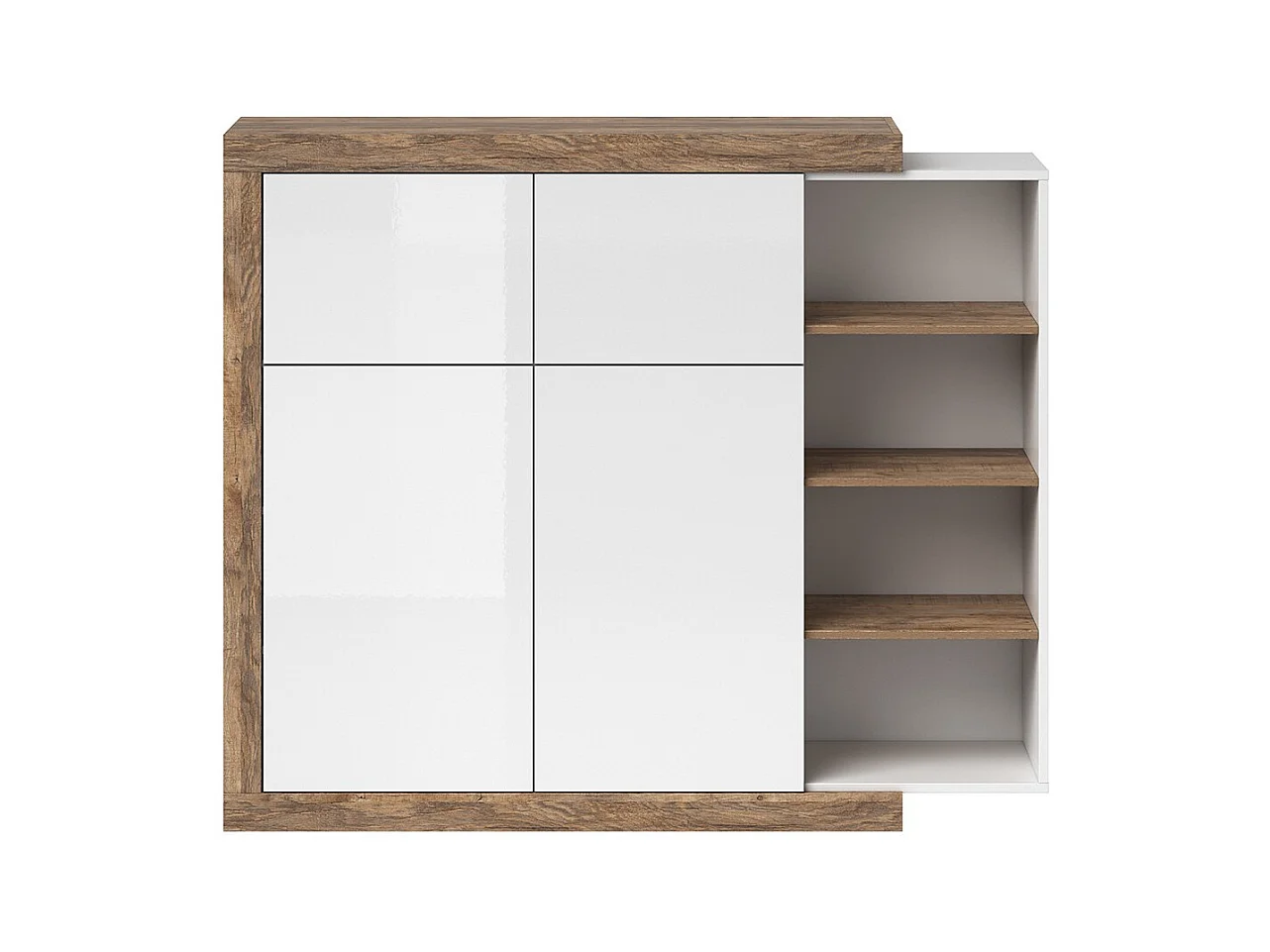 Vitrine petit modèle SINATRA – Chêne et blanc brillant