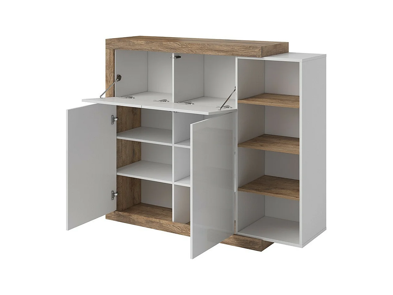 Vitrine petit modèle SINATRA – Chêne et blanc brillant