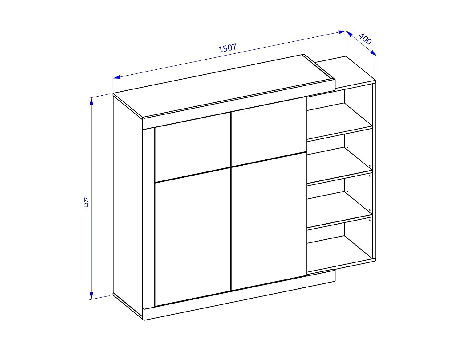 Vitrine petit modèle SINATRA – Chêne et blanc brillant