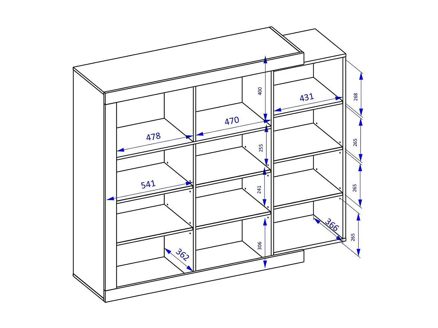 Vitrine petit modèle SINATRA – Chêne et blanc brillant