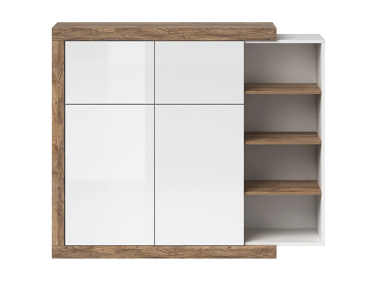 Vitrine petit modèle SINATRA – Chêne et blanc brillant