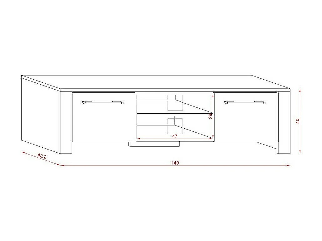 Meuble TV design MANHATTAN 140 cm à 2 portes et 2 niches coloris blanc et gris