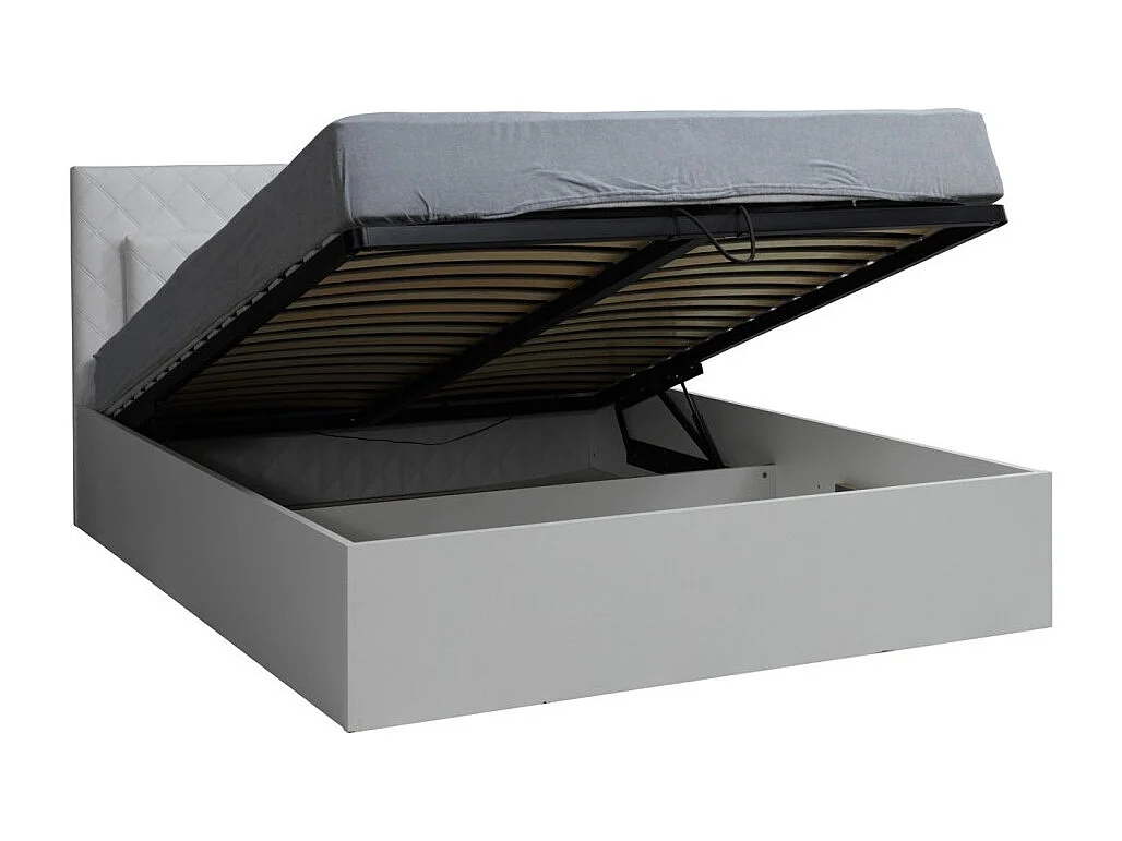 Lit coffre PANAREA – 2 plaatsen 160x200 cm met lattenbodem en opbergruimte – Alpenwit