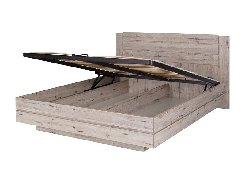 Lit coffre RICCARDO – 2 places 180x200 cm avec sommier – Chêne clair