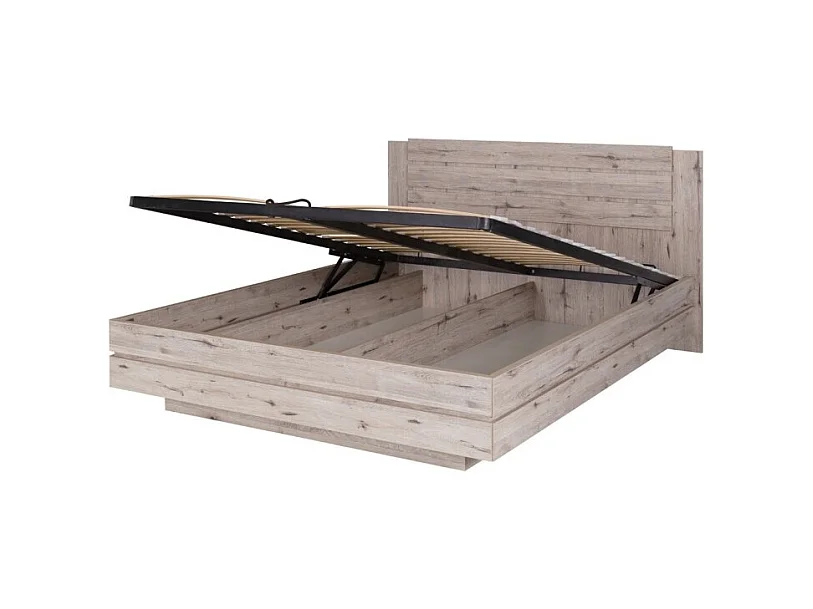 Lit coffre RICCARDO – 2 places 180x200 cm avec sommier – Chêne clair