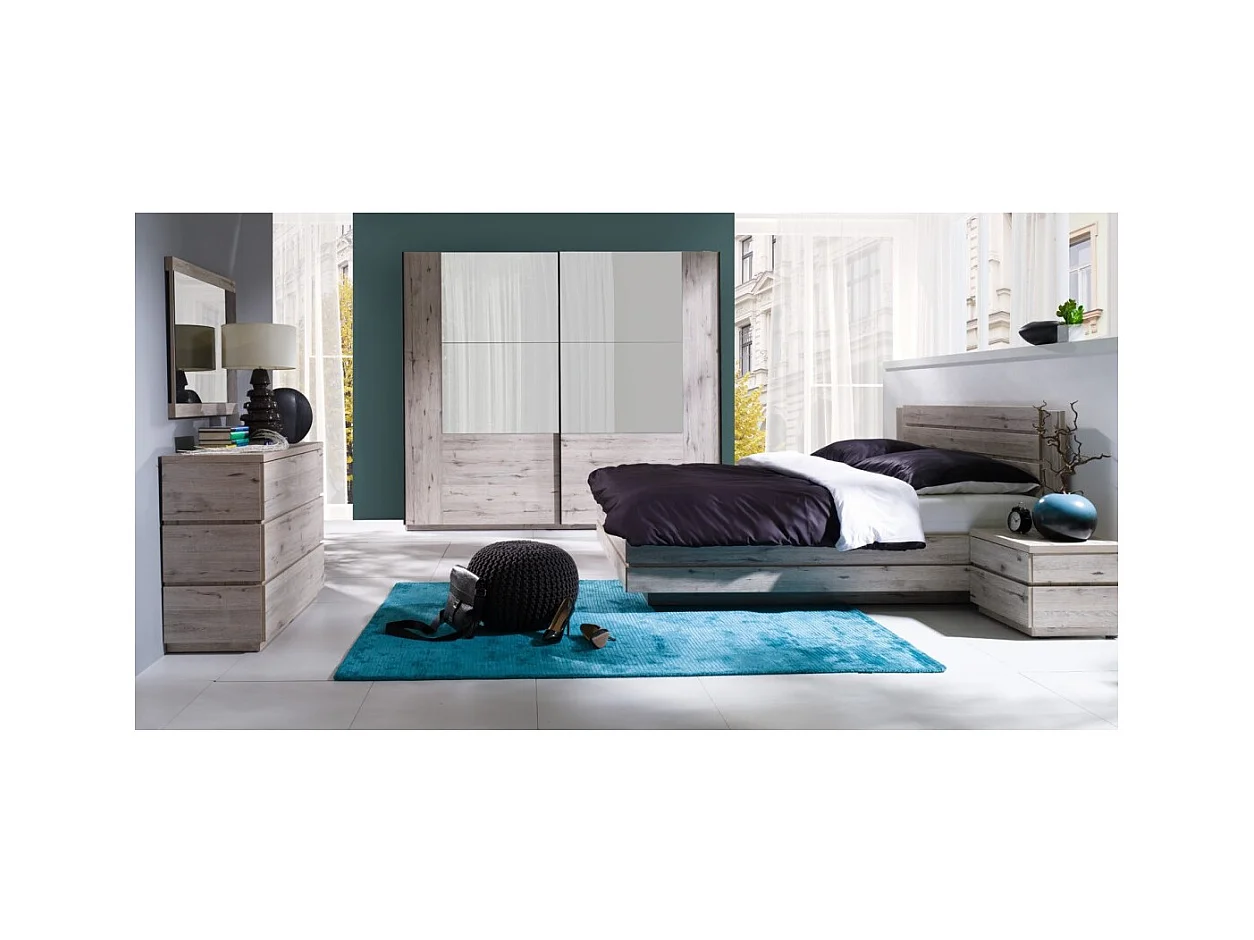 Lit coffre RICCARDO – 2 places 180x200 cm avec sommier – Chêne clair